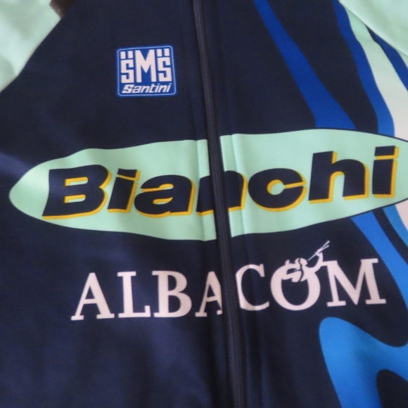 Vintage SMS Santini Bianchi Martini Racing full Zip Cycling Team Bike Jersey XL - Picture 2 of 9